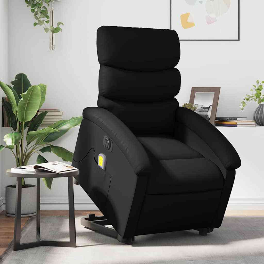 Vidaxl Electric Stand Up Massage Recliner Chair Black Faux Leather