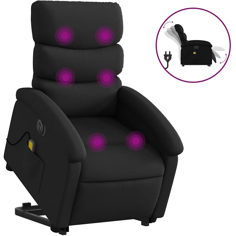 Vidaxl Electric Stand Up Massage Recliner Chair Black Faux Leather