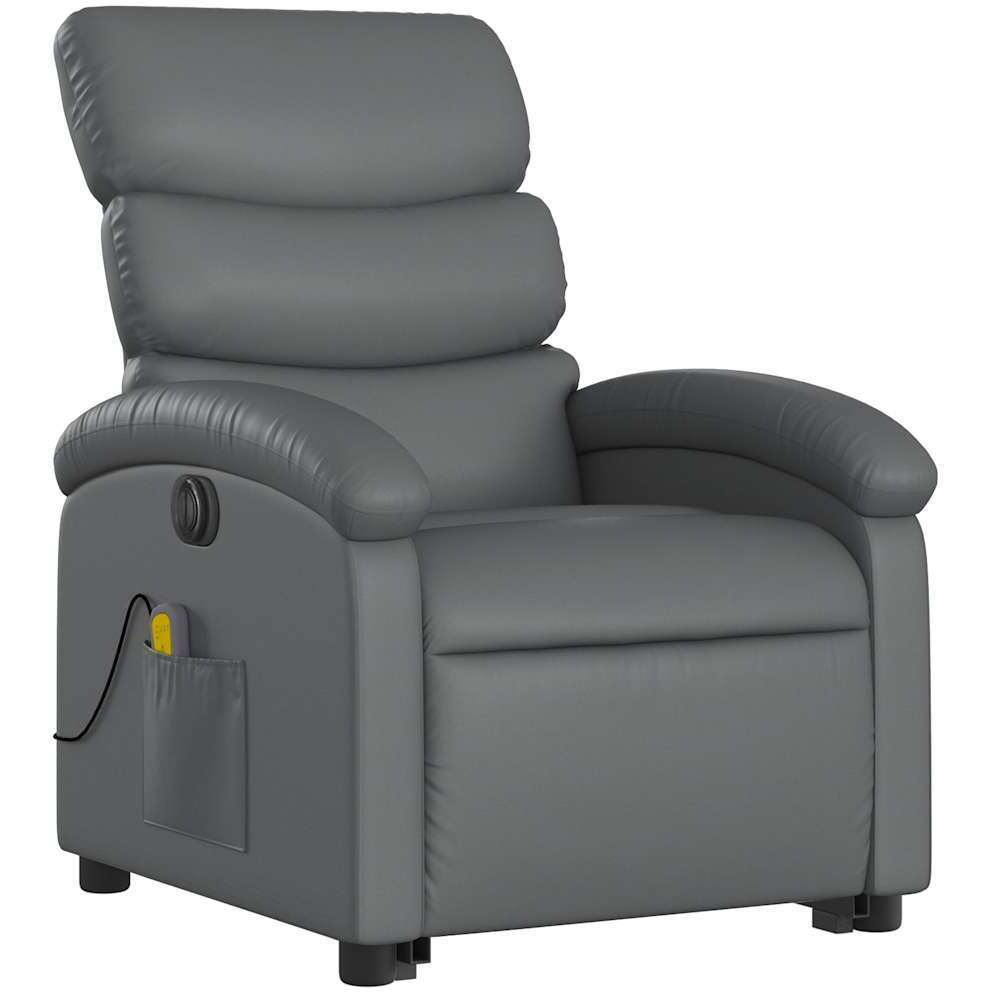 Vidaxl Electric Stand Up Massage Recliner Chair Gray Faux Leather