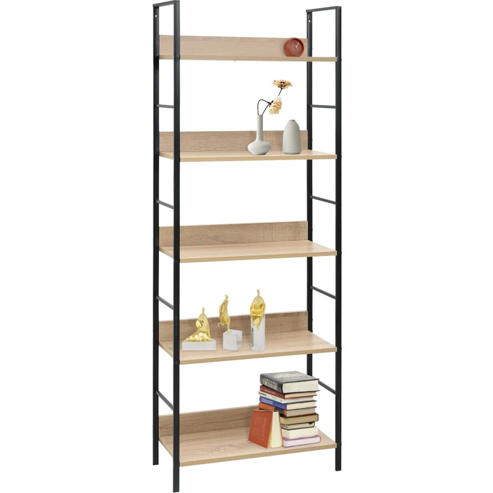 Vidaxl 5-Layer Book Shelf Oak 23.6"&quotX10.9"&quotX62.4"" Engineered Wood