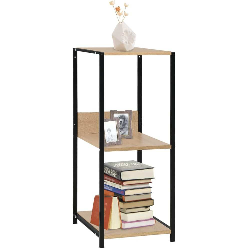 Vidaxl Small Straight Book Shelf Black And Oak 13.2"&quotX15.6"&quotX31.4"" Engineered Wood