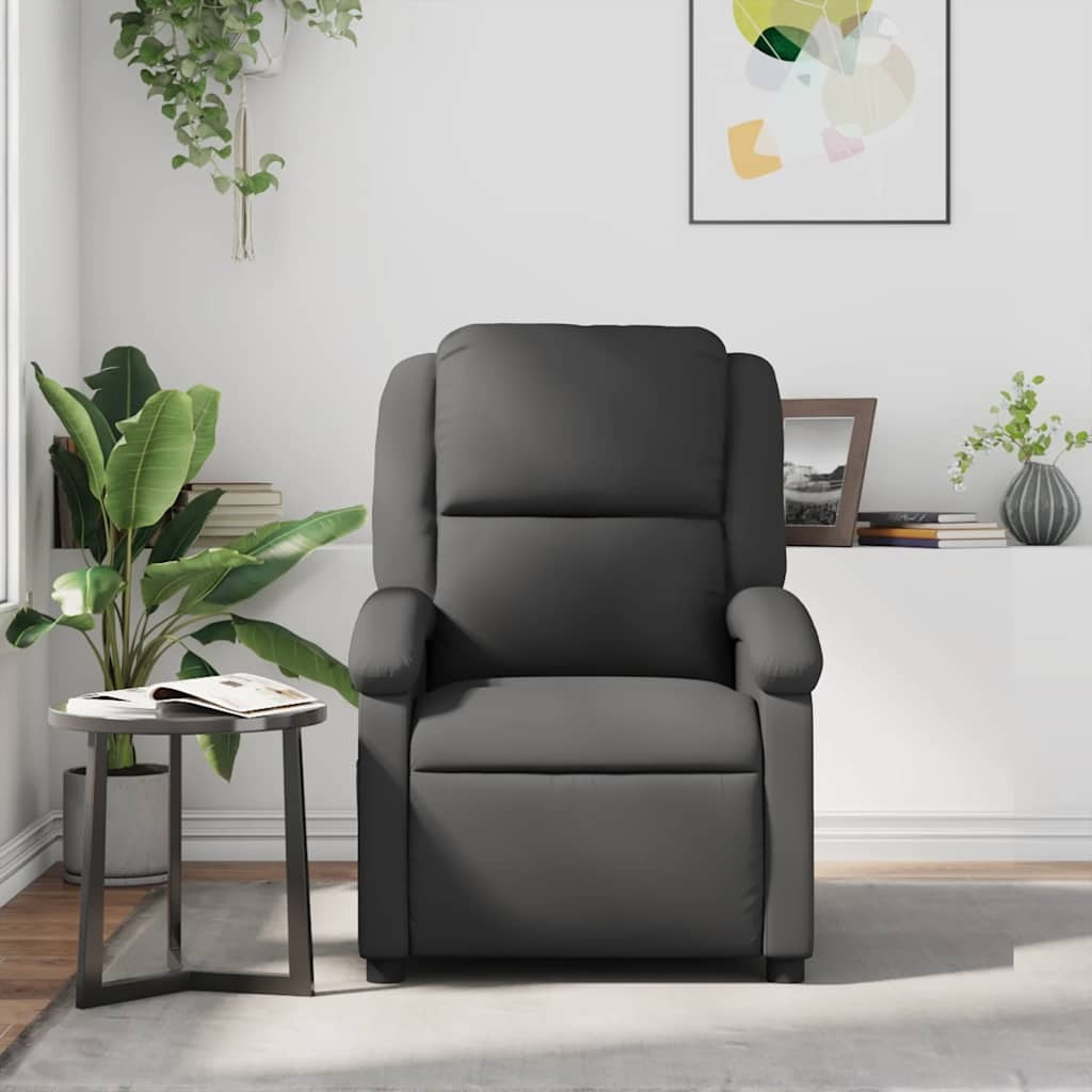 Vidaxl Massage Recliner Chair Gray Real Leather
