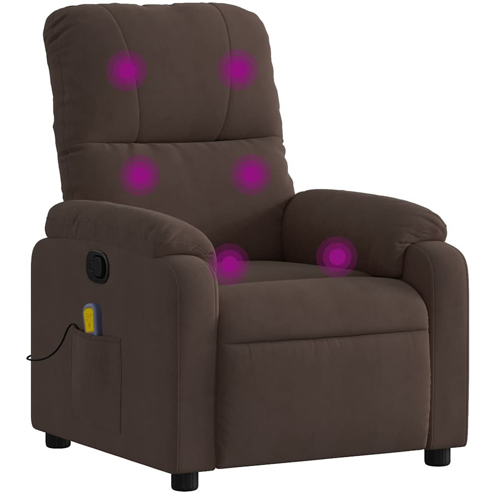 Vidaxl Massage Recliner Chair Brown Microfiber Fabric