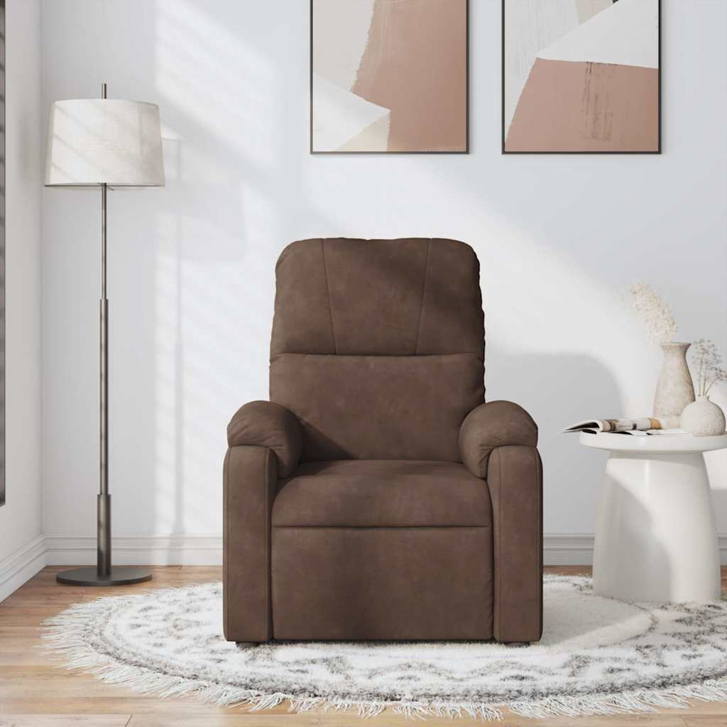 Vidaxl Massage Recliner Chair Brown Microfiber Fabric
