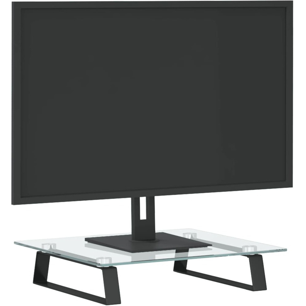 Vidaxl Monitor Stand Black 15.7"&quotX13.8"&quotX3.1"" Tempered Glass And Metal
