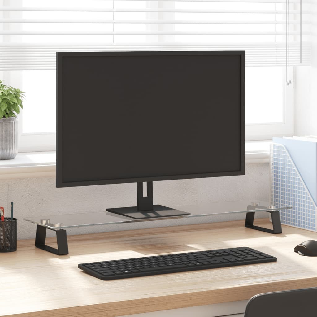 Vidaxl Monitor Stand Black 31.5"&quotX7.9"&quotX3.1"" Tempered Glass And Metal