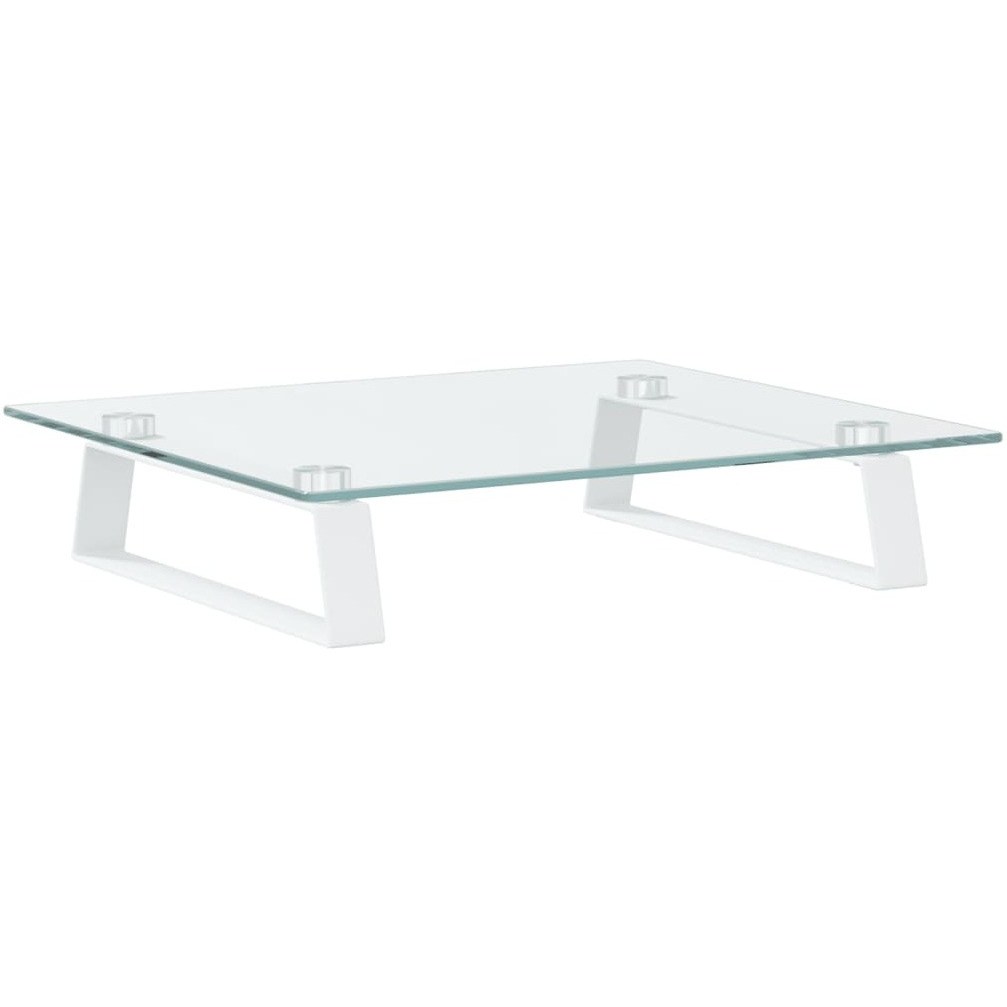 Vidaxl Monitor Stand White 15.7"&quotX13.8"&quotX3.1"" Tempered Glass And Metal