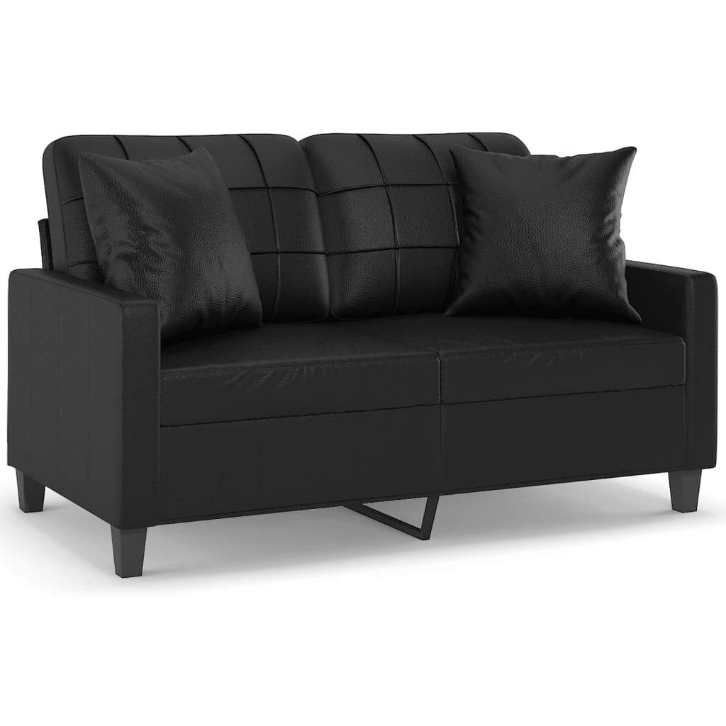 Vidaxl 2-Seater Sofa With Throw Pillows Black 47.2"" Faux Leather
