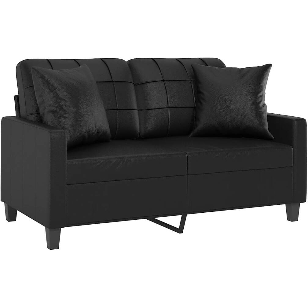 Vidaxl 2-Seater Sofa With Throw Pillows Black 47.2"" Faux Leather