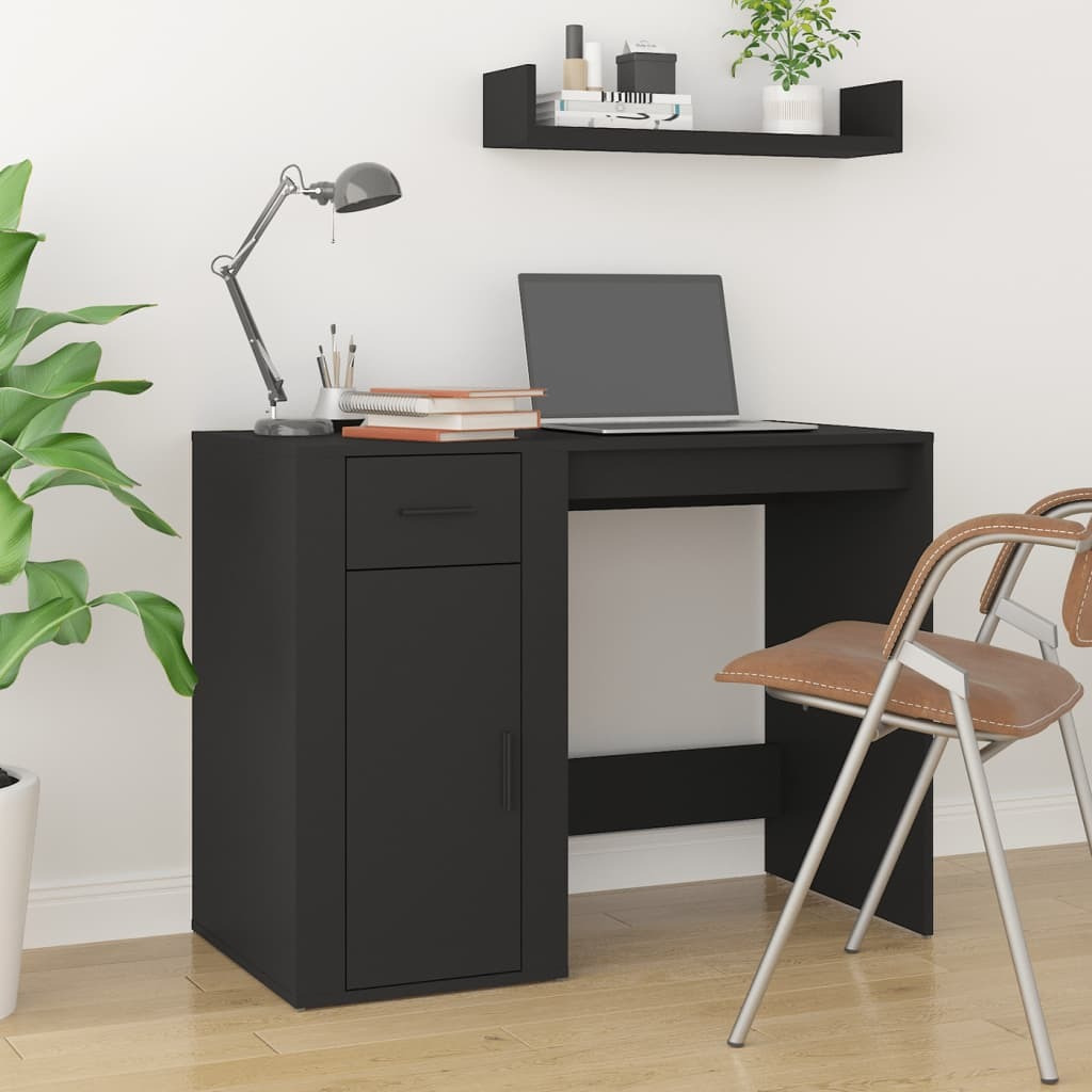Vidaxl Desk Black 39.4"&quotX19.3"&quotX29.5"" Engineered Wood