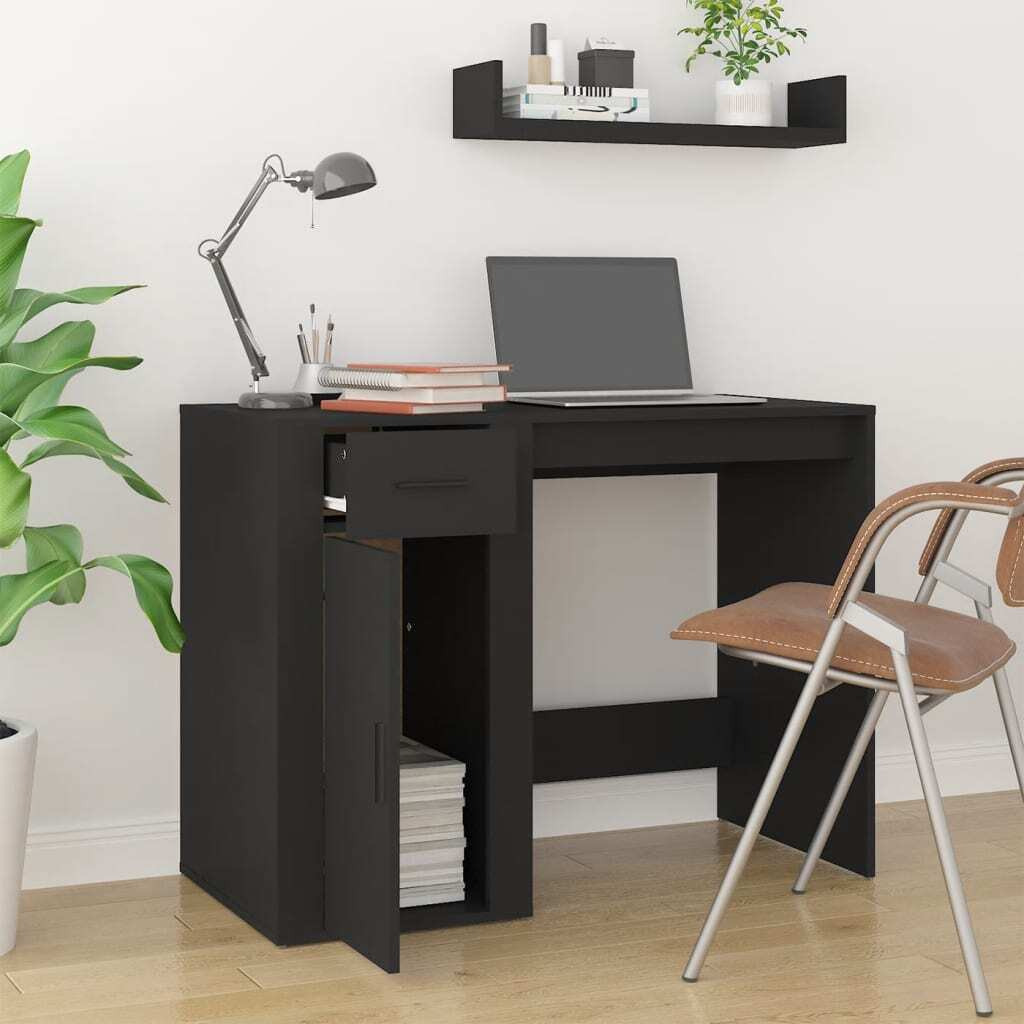 Vidaxl Desk Black 39.4"&quotX19.3"&quotX29.5"" Engineered Wood