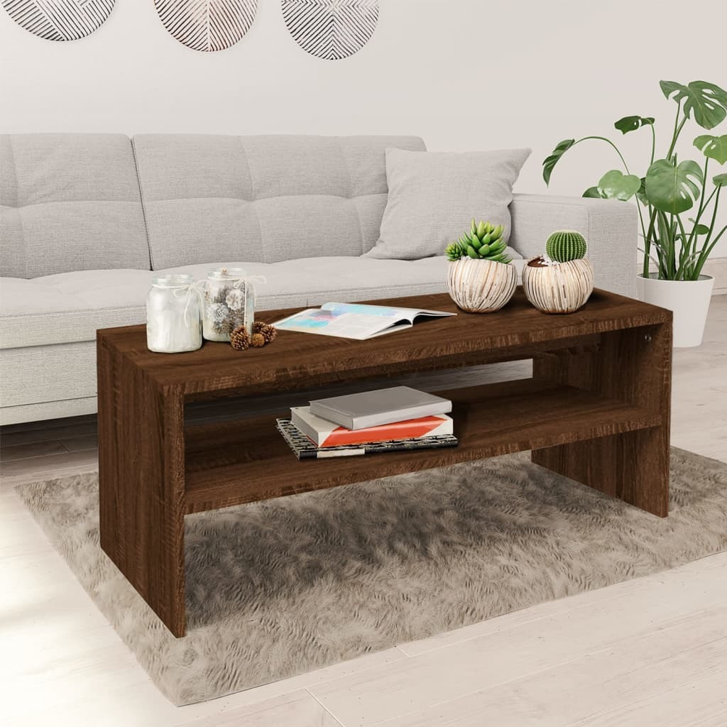 Vidaxl Coffee Table Brown Oak 39.4"&quotX15.7"&quotX15.7"" Engineered Wood