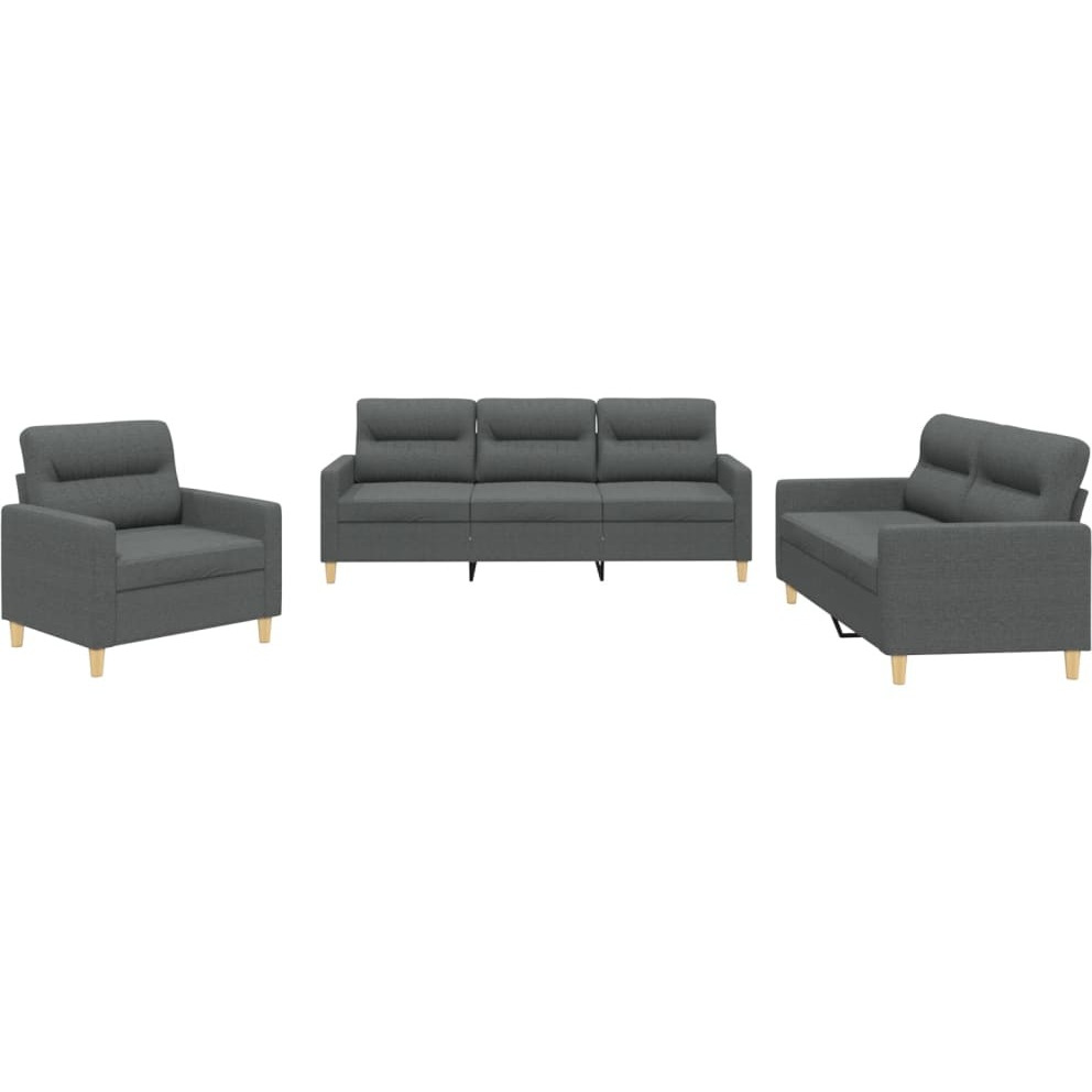 Vidaxl 3 Piece Sofa Set With Cushions Dark Gray Fabric