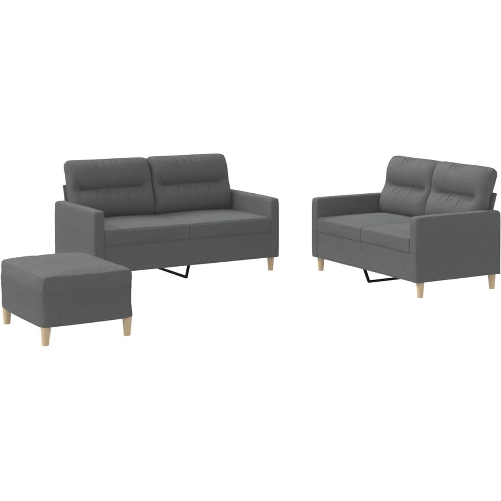 Vidaxl 3 Piece Sofa Set With Cushions Dark Gray Fabric