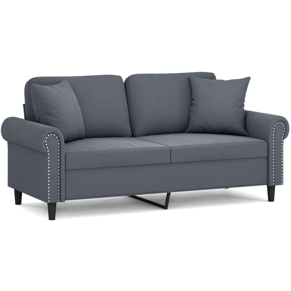 Vidaxl 2-Seater Sofa With Throw Pillows Dark Gray 55.1"" Velvet