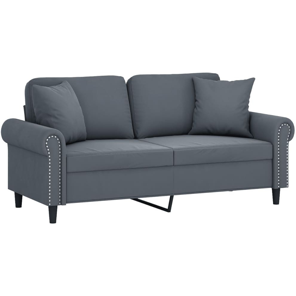 Vidaxl 2-Seater Sofa With Throw Pillows Dark Gray 55.1"" Velvet