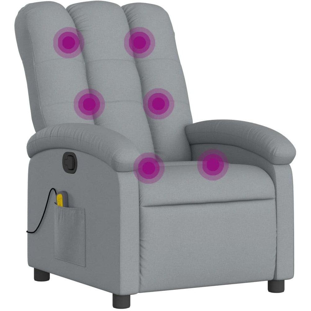 Vidaxl Massage Recliner Chair Light Gray Fabric