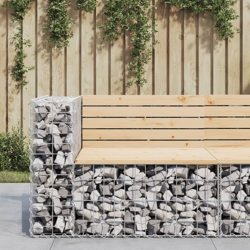 Vidaxl Patio Bench Gabion Design 36.2"&quotX28"&quotX25.8"" Solid Wood Pine