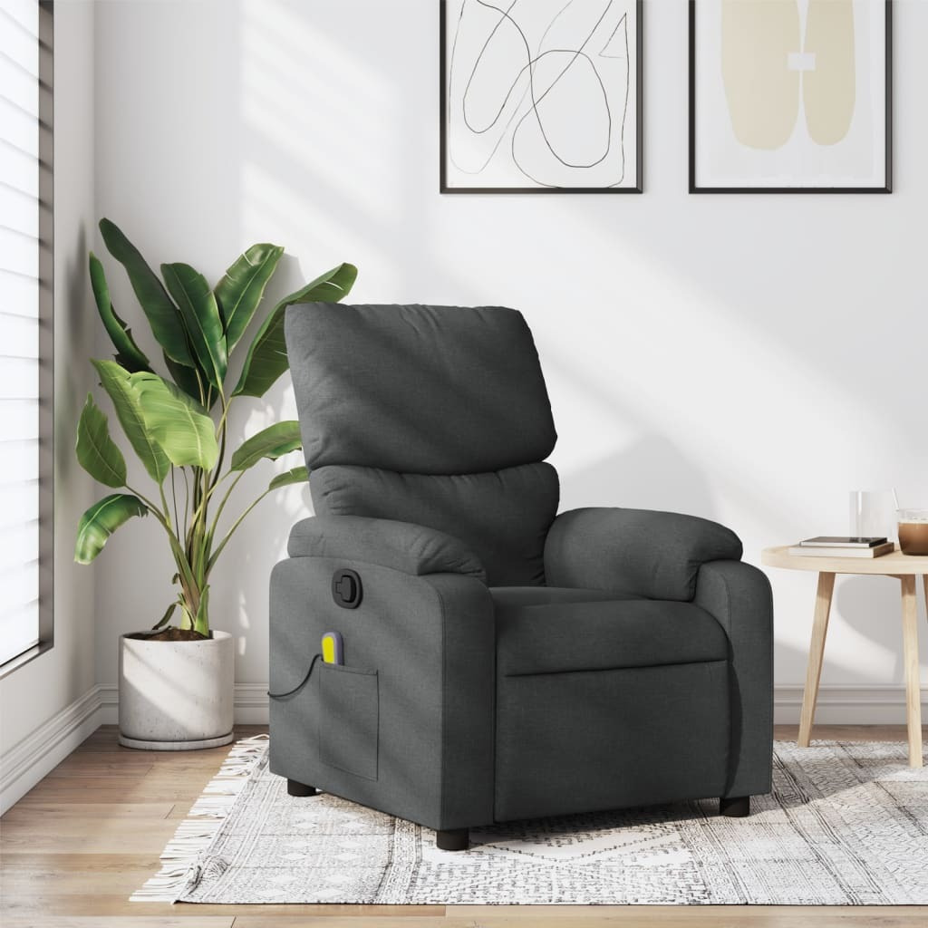 Vidaxl Massage Recliner Chair Dark Gray Fabric