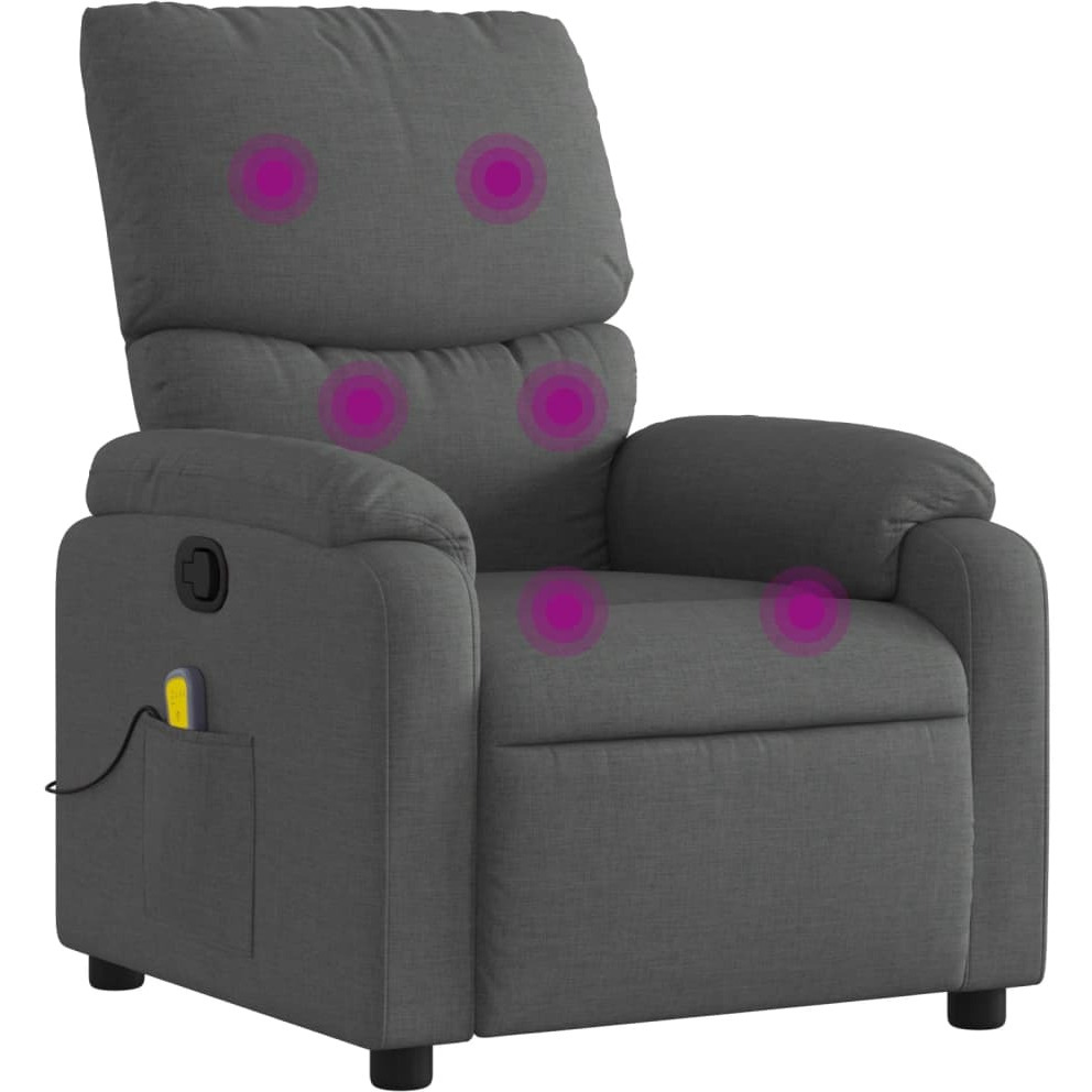 Vidaxl Massage Recliner Chair Dark Gray Fabric
