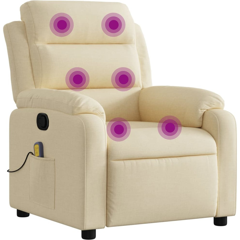 Vidaxl Massage Recliner Chair Cream Fabric