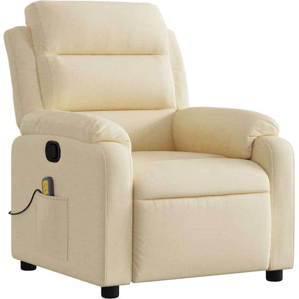Vidaxl Massage Recliner Chair Cream Fabric