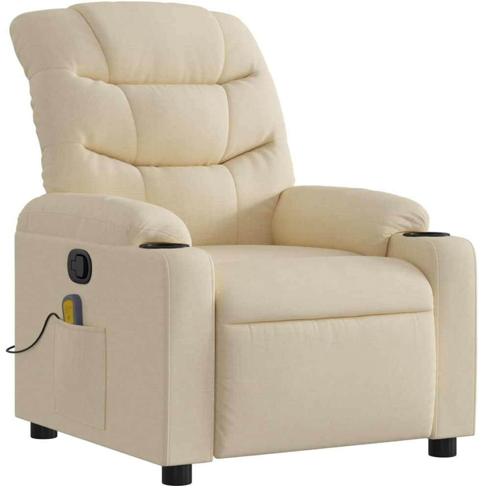 Vidaxl Massage Recliner Chair Cream Fabric