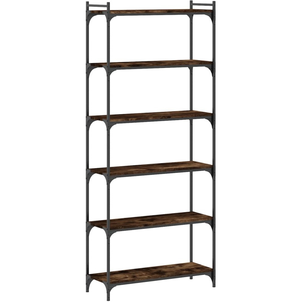 Vidaxl Bookcase 6-Tier Smoked Oak 31.5"&quotX11.8"&quotX74"" Engineered Wood