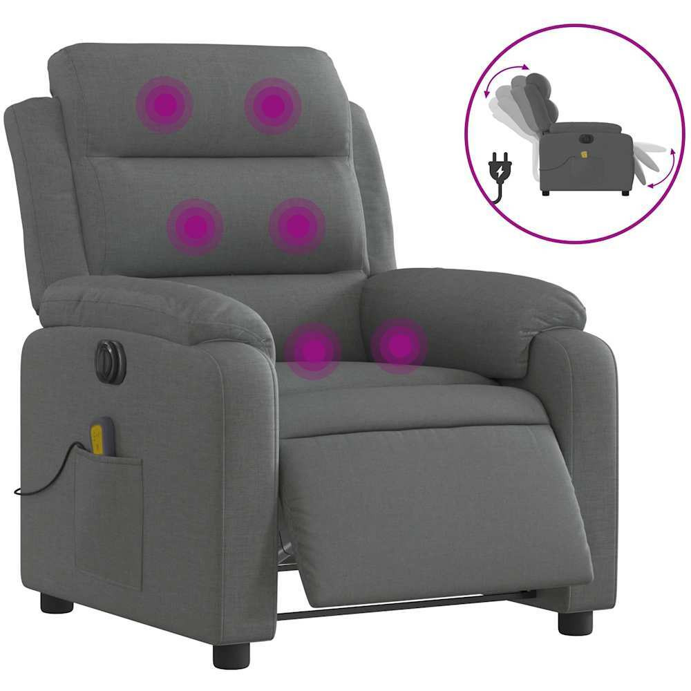 Vidaxl Electric Massage Recliner Chair Dark Gray Fabric