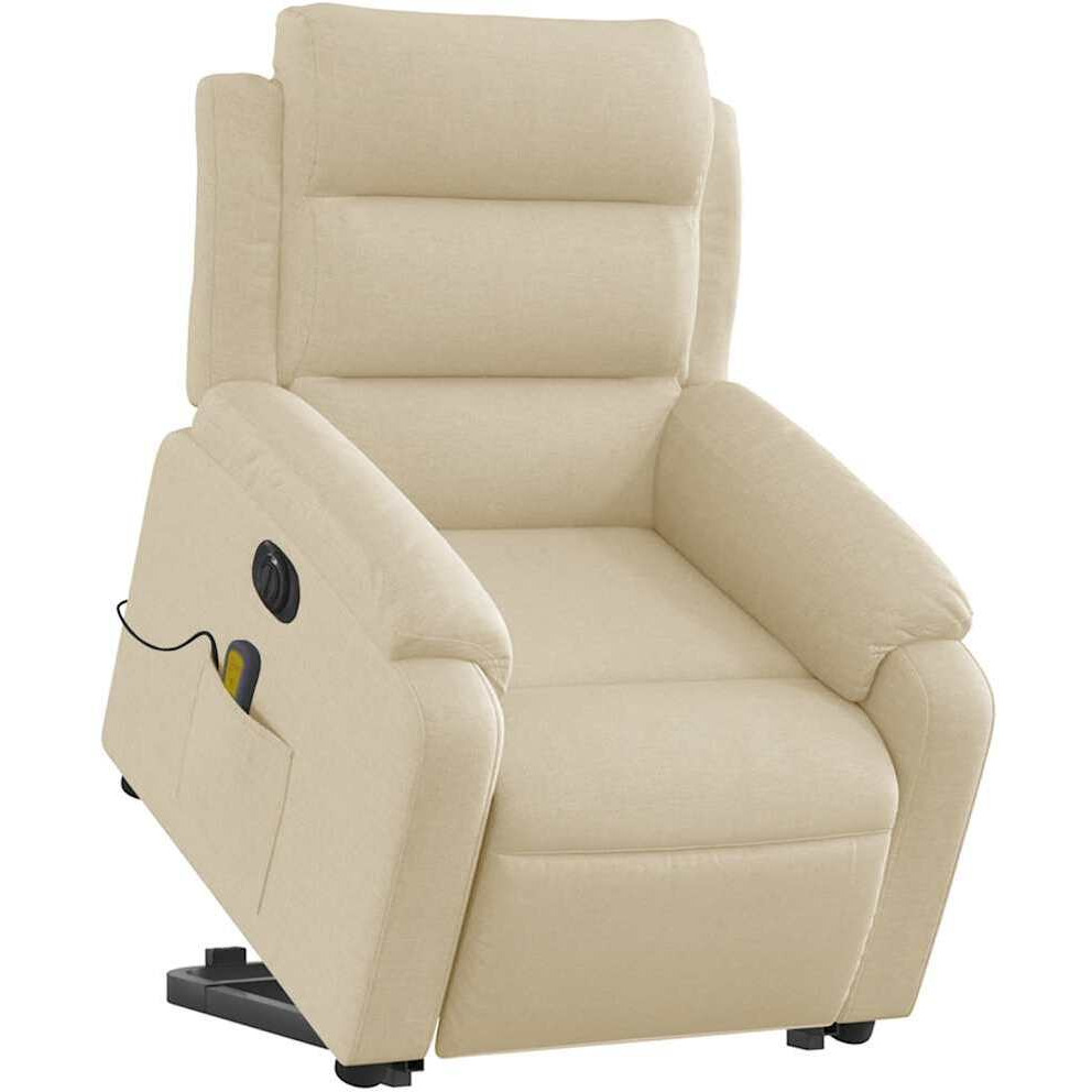 Vidaxl Electric Stand Up Massage Recliner Chair Cream Fabric