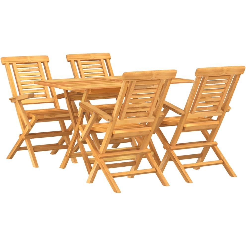 Vidaxl 5 Piece Patio Dining Set Solid Wood Teak