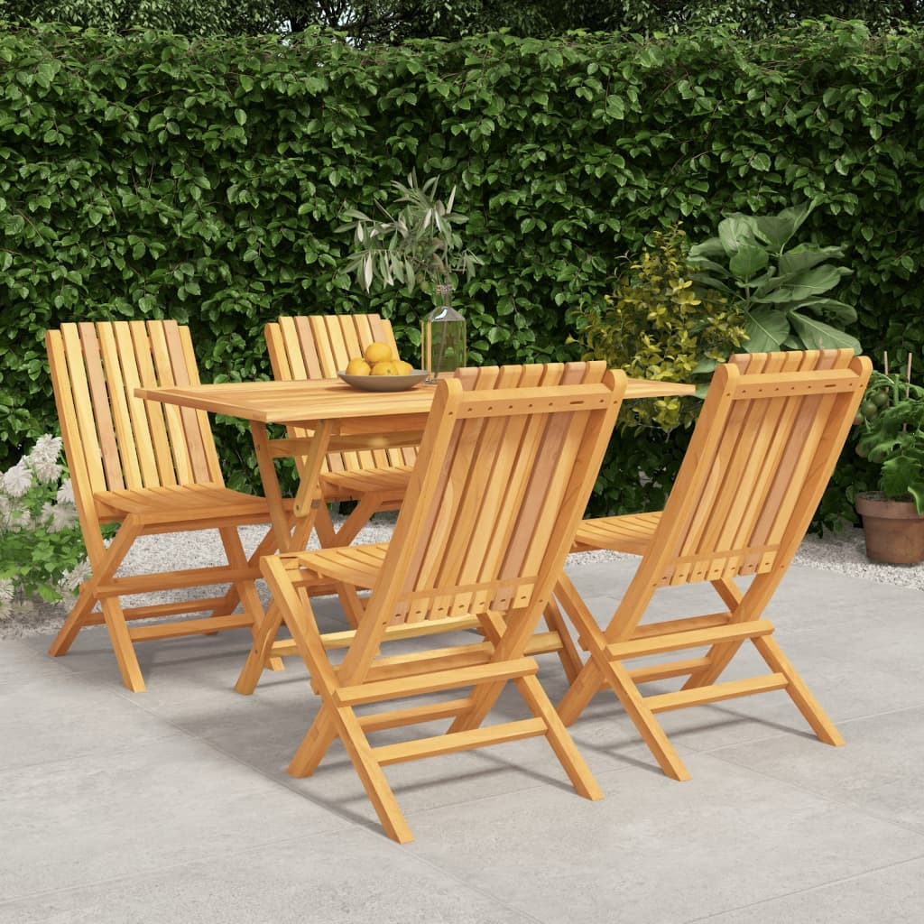 Vidaxl 5 Piece Patio Dining Set Solid Wood Teak