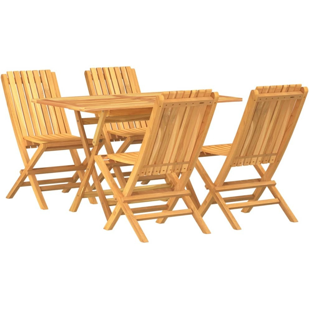 Vidaxl 5 Piece Patio Dining Set Solid Wood Teak