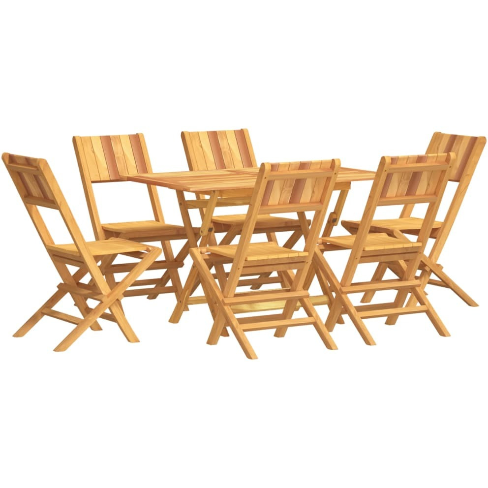 Vidaxl 7 Piece Patio Dining Set Solid Wood Teak