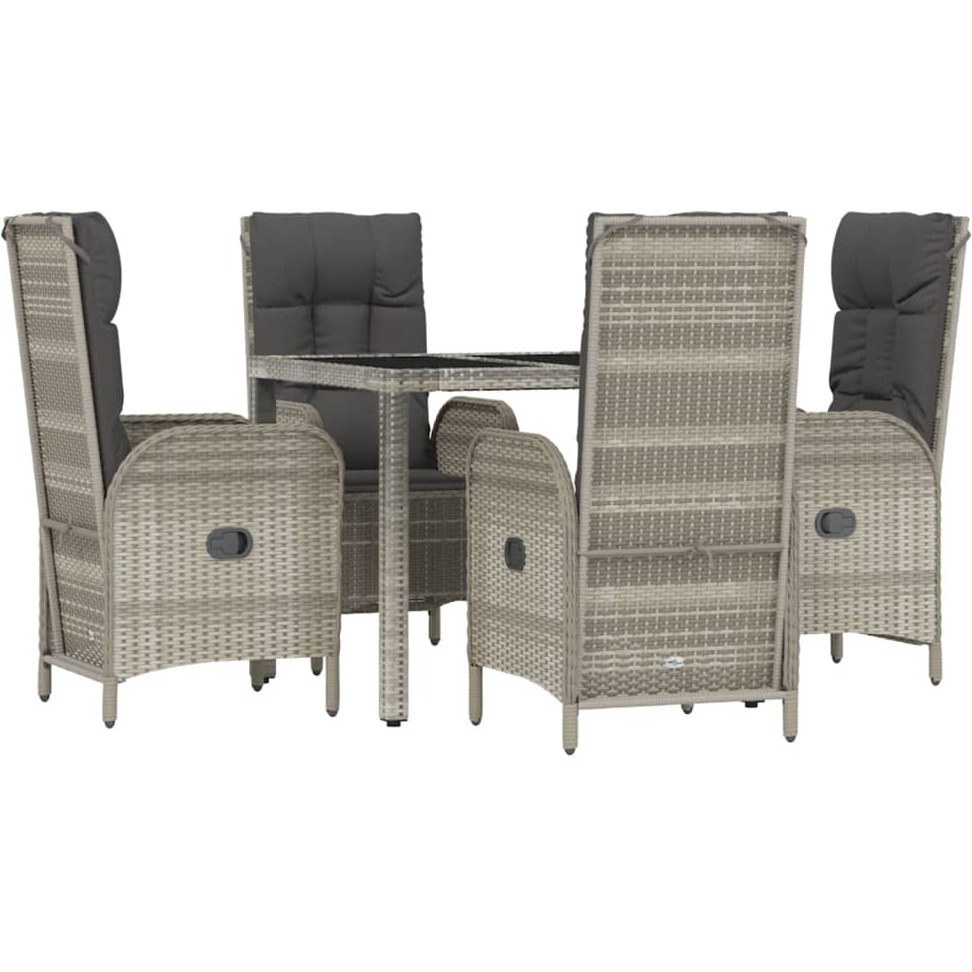 Vidaxl 5 Piece Patio Dining Set With Cushions Gray Poly Rattan