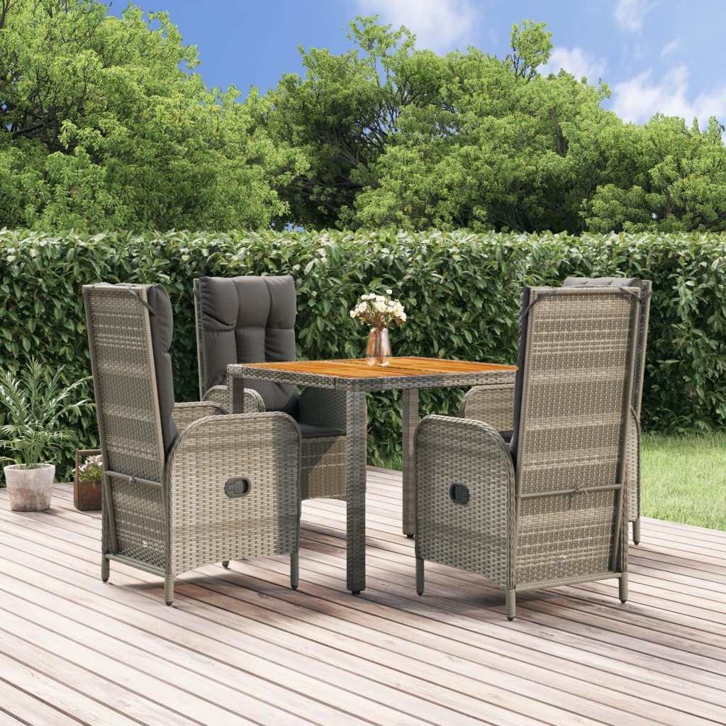 Vidaxl 5 Piece Patio Dining Set With Cushions Gray Poly Rattan