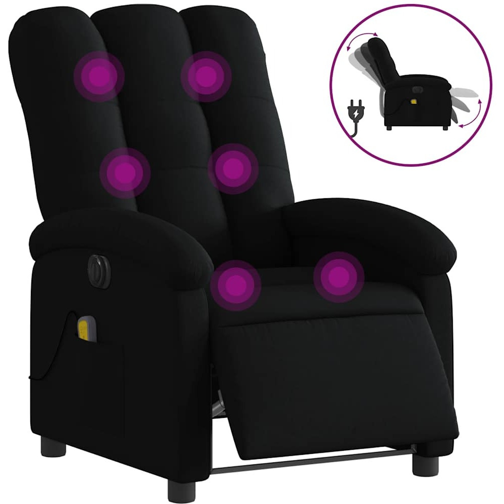 Vidaxl Electric Massage Recliner Chair Black Fabric