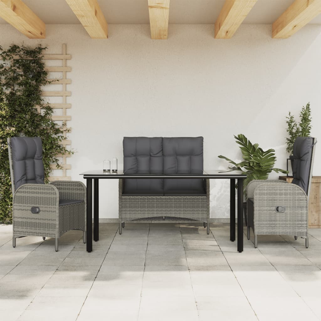 Vidaxl 4 Piece Patio Dining Set With Cushions Gray Poly Rattan