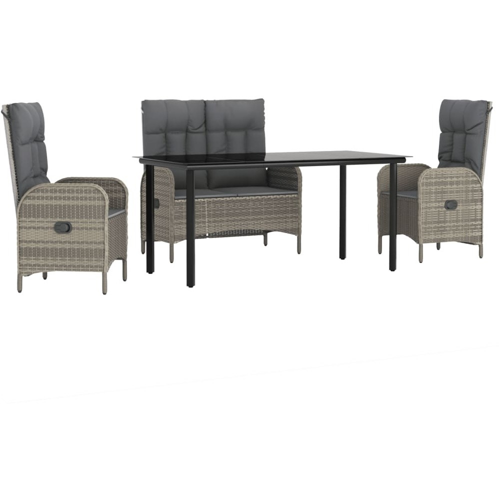 Vidaxl 4 Piece Patio Dining Set With Cushions Gray Poly Rattan