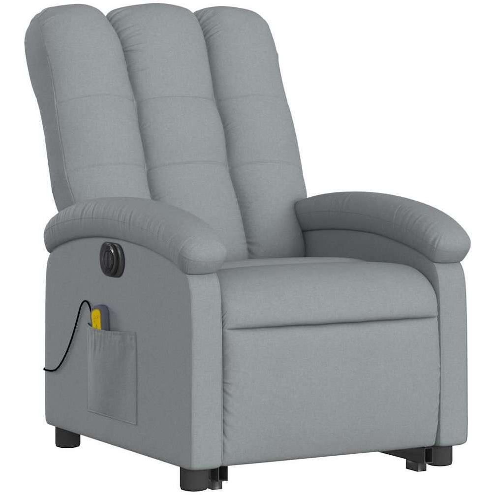 Vidaxl Electric Stand Up Massage Recliner Chair Light Gray Fabric