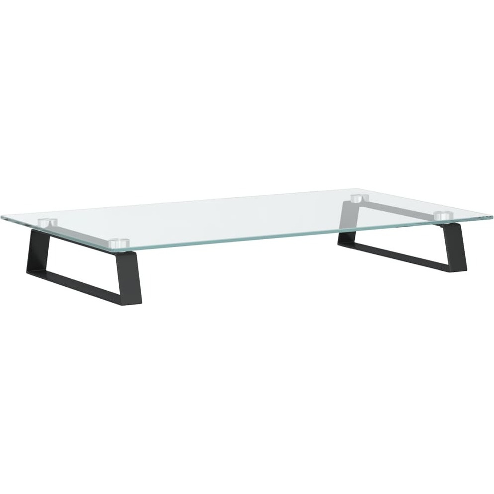 Vidaxl Monitor Stand Black 23.6"&quotX13.8"&quotX3.1"" Tempered Glass And Metal