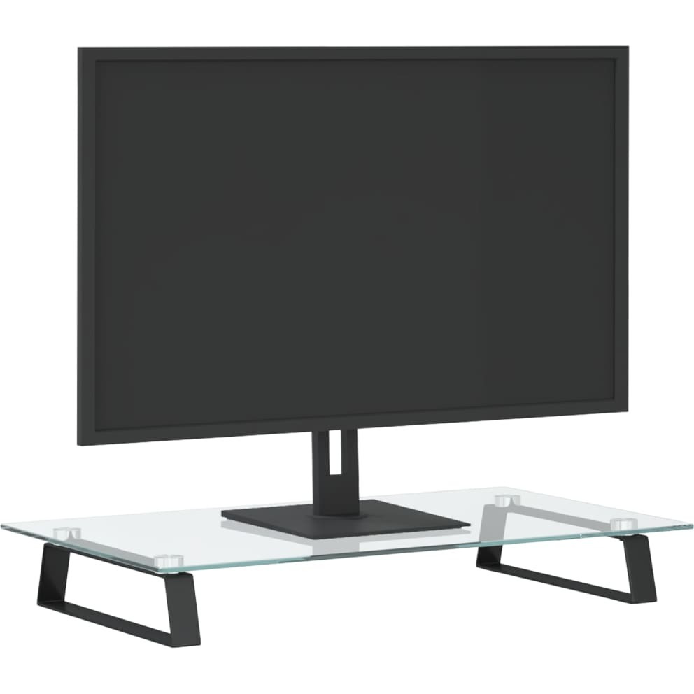 Vidaxl Monitor Stand Black 23.6"&quotX13.8"&quotX3.1"" Tempered Glass And Metal