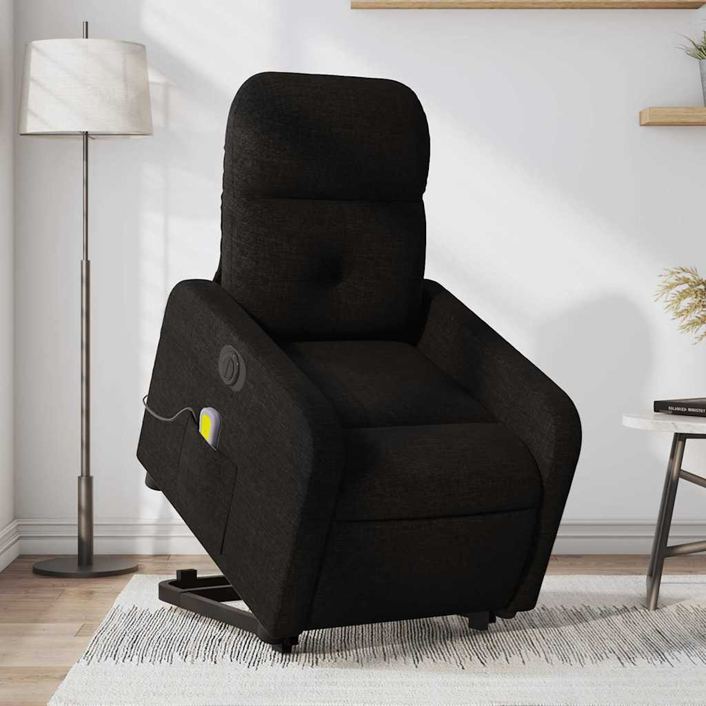 Vidaxl Electric Stand Up Massage Recliner Chair Black Fabric