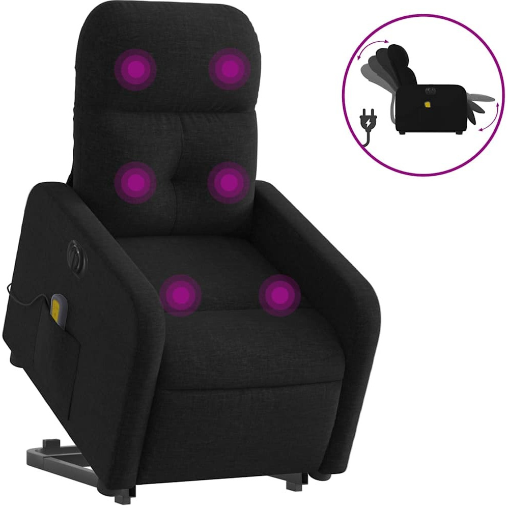 Vidaxl Electric Stand Up Massage Recliner Chair Black Fabric