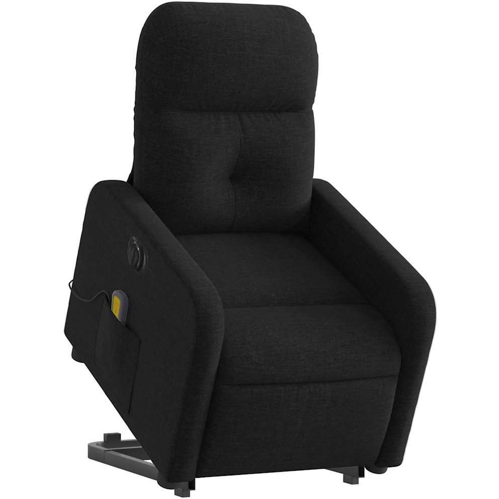 Vidaxl Electric Stand Up Massage Recliner Chair Black Fabric