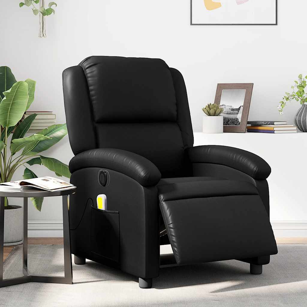 Vidaxl Electric Massage Recliner Chair Black Faux Leather
