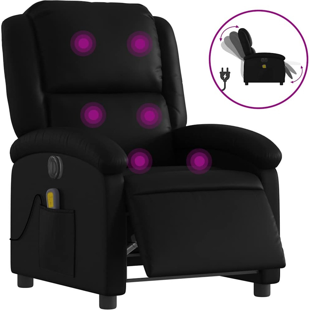 Vidaxl Electric Massage Recliner Chair Black Faux Leather