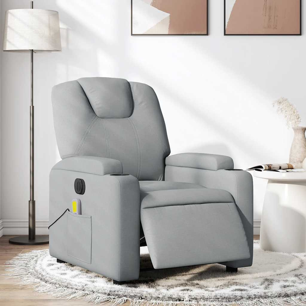 Vidaxl Electric Massage Recliner Chair Light Gray Fabric