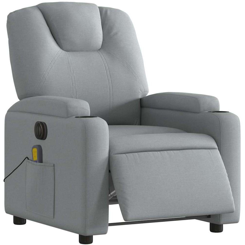 Vidaxl Electric Massage Recliner Chair Light Gray Fabric