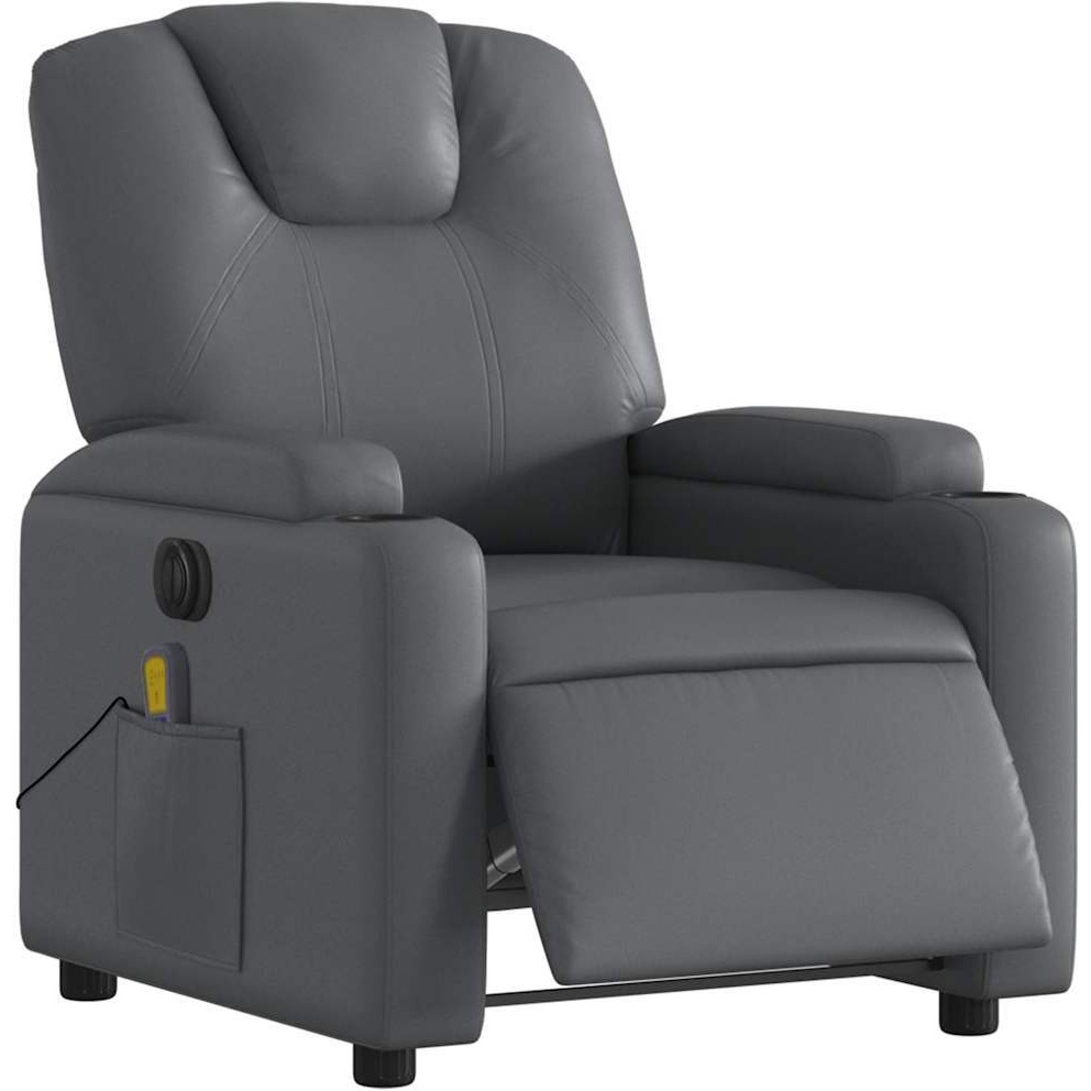 Vidaxl Electric Massage Recliner Chair Gray Faux Leather